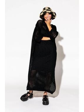 Be Bold Oversized Knit Dress in Black S/M